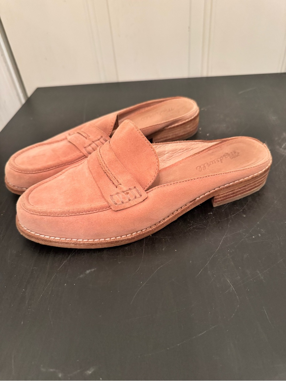 Madewell Elinor Loafer Mule Dusty Rose Pink Suede Leather Slip On Size 9